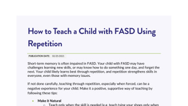 How to Teach a Child with FASD Using Repetition